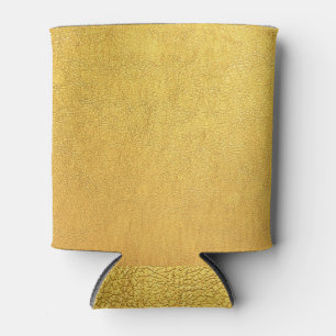 Bright Gold Leather: Textured Background Can Cooler