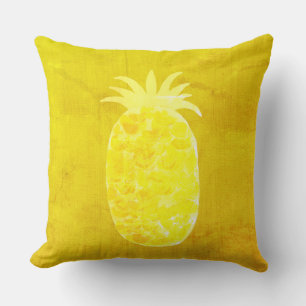 'Bright Gold Pineapple Island Vibe Cushion