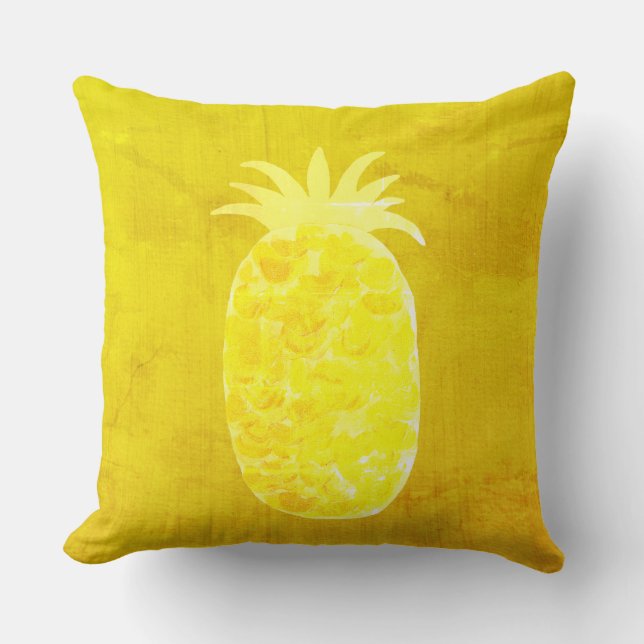 'Bright Gold Pineapple Island Vibe  Cushion (Front)