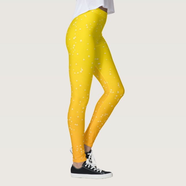 Bright Golden Beer Bubbles Leggings (Right)