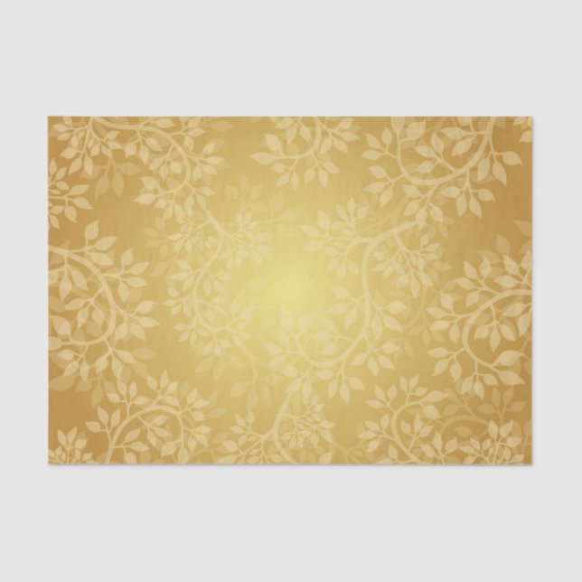 Bright Golden leaf and vine pattern Tissue Paper (Front)