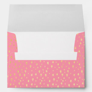 Bright Golden Stars Pink Colour Starry Astronomy Envelope