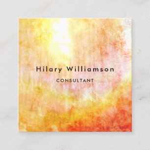 Bright Golden Yellow Orange Grunge Consultant Square Business Card