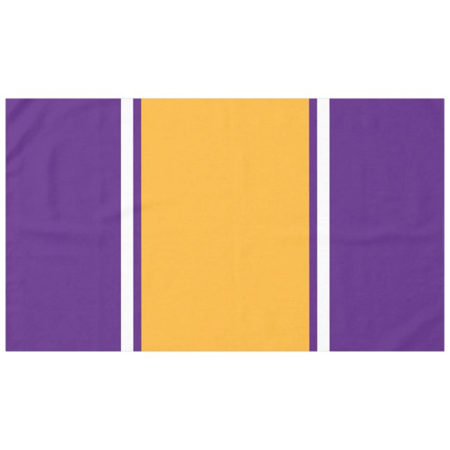 Bright Golden Yellow White Purple Racing Stripes Tablecloth (Front (Horizontal))