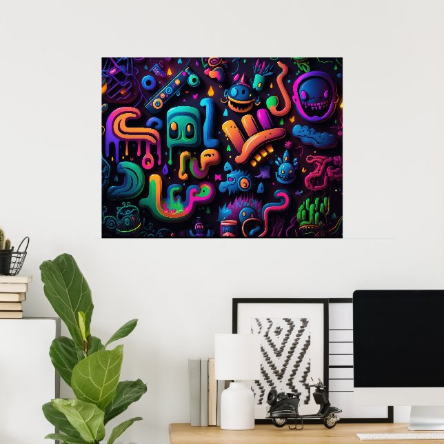 Bright Graffiti Print Poster Artwork Mural (Home Office)