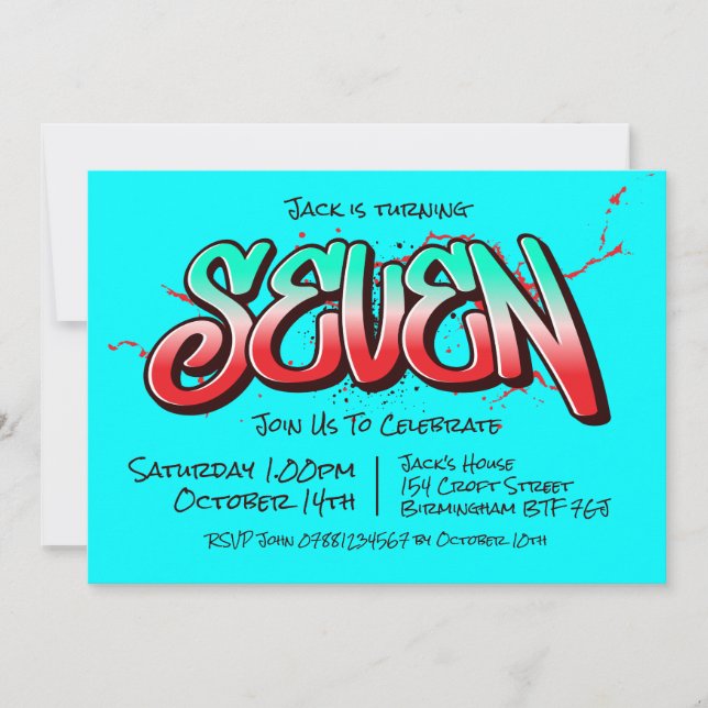 Bright Graffiti Seven Invitation (Front)