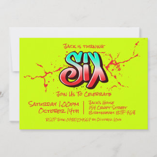 Bright Graffiti Six Invitation