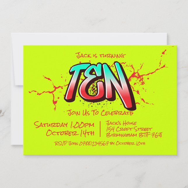 Bright Graffiti Ten Invitation (Front)