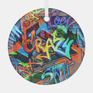 Bright graffiti, urban graphic design. glass tree decoration