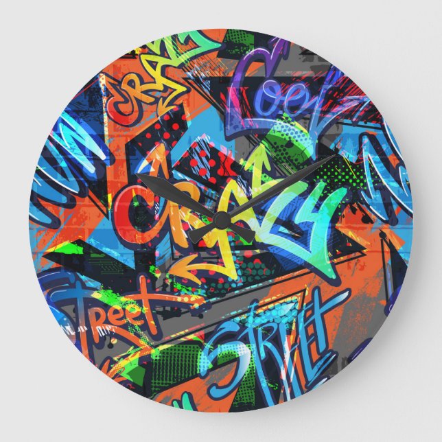 Bright graffiti, urban graphic design. large clock (Front)