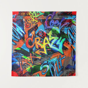 Bright graffiti, urban graphic design. tapestry