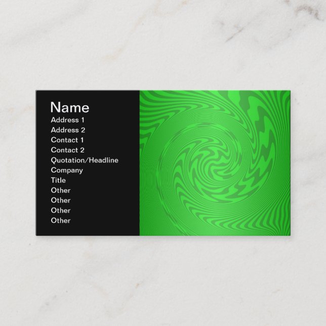Bright Green Abstract Design Business Card (Front)