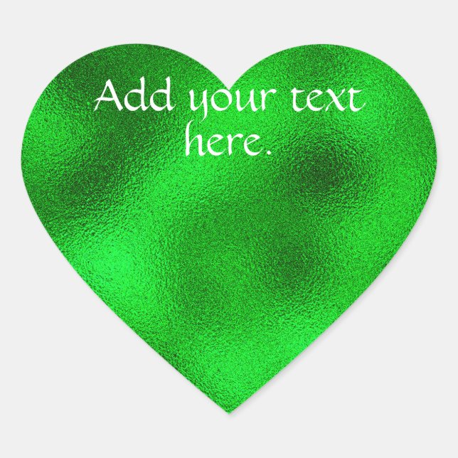 Bright Green Add Your Own Text Heart Sticker (Front)