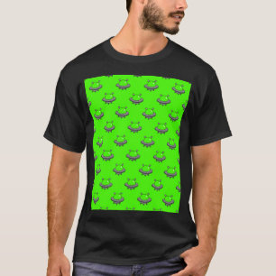 Bright Green Alien Ufo Pattern T-Shirt