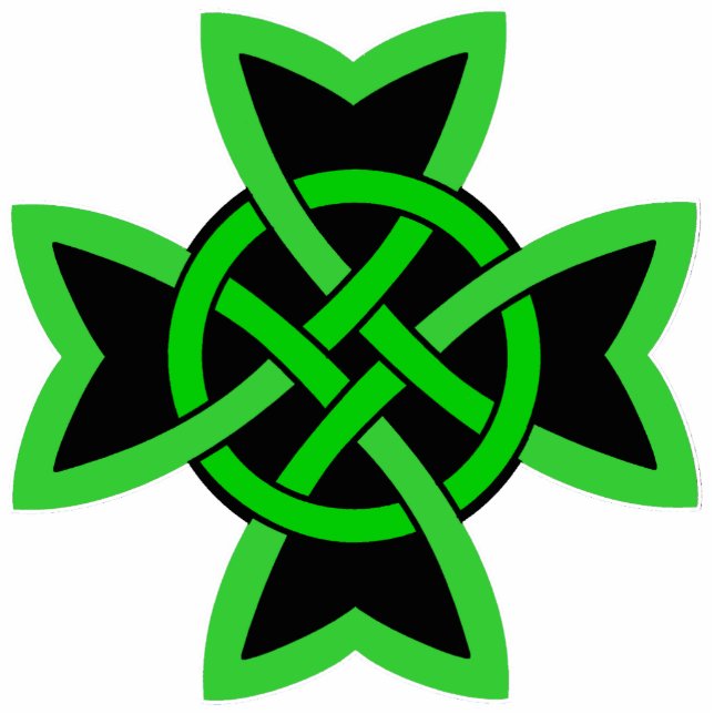 Bright Green and Black Irish Celtic Knot Design Standing Photo Sculpture (Front)