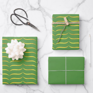 Bright Green and Gold Wrapping Paper Sheet