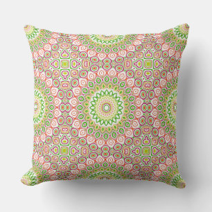 Bright Green and Magenta Mandala Pattern Cushion