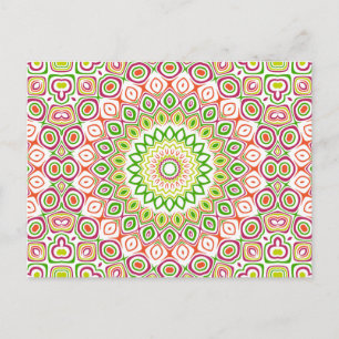 Bright Green and Magenta Mandala Pattern Postcard