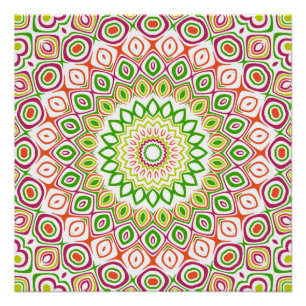 Bright Green and Magenta Mandala Pattern Poster