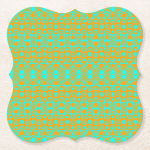 Bright Green and Orange Pattern Paper Coaster