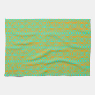 Bright Green and Orange Pattern Tea Towel
