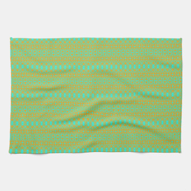 Bright Green and Orange Pattern  Tea Towel (Horizontal)