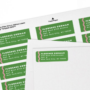 Bright Green and Pink Wavy Frame Return Address