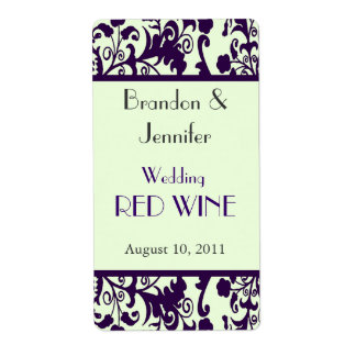 Bright Green and Purple Wedding Mini Wine Labels