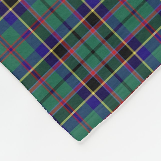 Bright Green and Royal Blue Stevenson Clan Tartan Fleece Blanket (Corner)