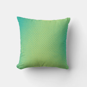 Bright green and turquoise pop art retro backgroun cushion