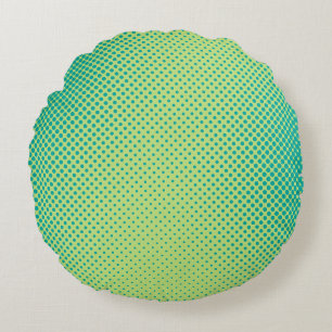 Bright green and turquoise pop art retro backgroun round cushion