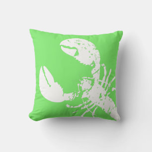 Bright Green and White Distressed Seafood Cushion