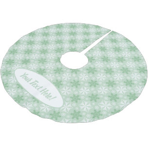 Bright Green and Winter White Snowflake Pattern Brushed Polyester Tree Skirt