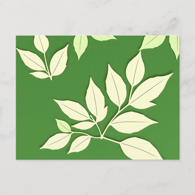 Bright Green Background with Pale Leaf  Postcard (Front)