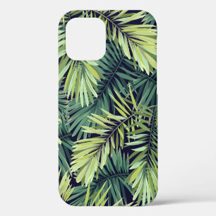 Bright green background with tropical plants. Seam iPhone 12 Case