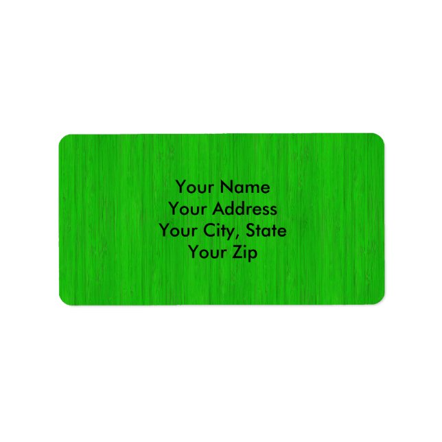 Bright Green Bamboo Wood Grain Look Label (Front)