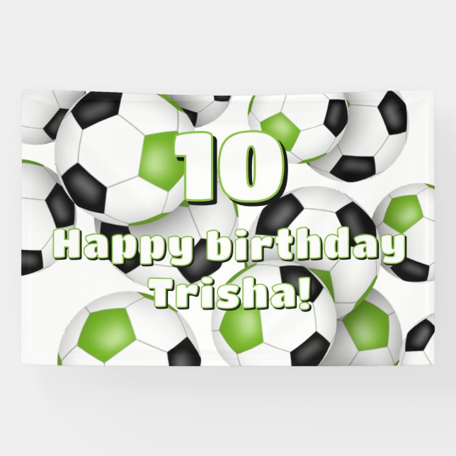 bright green black soccer birthday celebration banner (Horizontal)