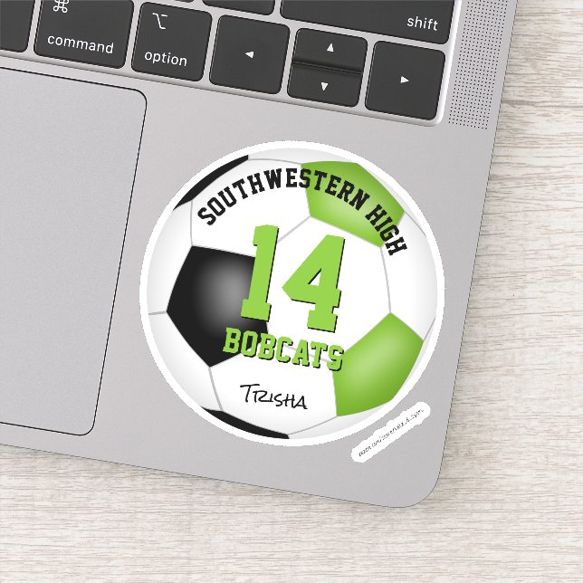 bright green black soccer team colours girls boys (Detail)