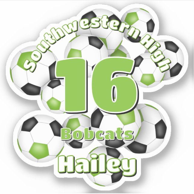 bright green black soccer team colours girls boys (Front)