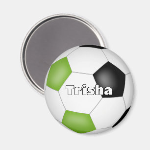 bright green black soccer themed custom name magnet