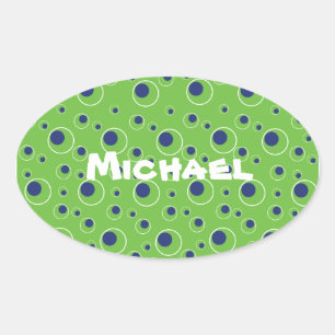 Bright Green Blue Circles Pattern Cute Stickers
