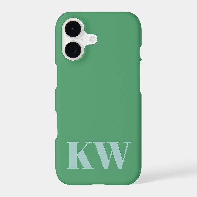 Bright Green Blue Monogram Initials Personalized (Back)