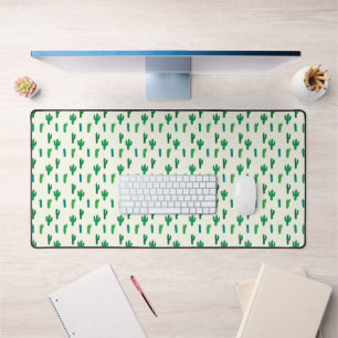 Bright Green Cactus Pattern Desk Mat