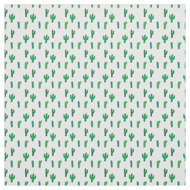 Bright Green Cactus Pattern Fabric (Swatch)