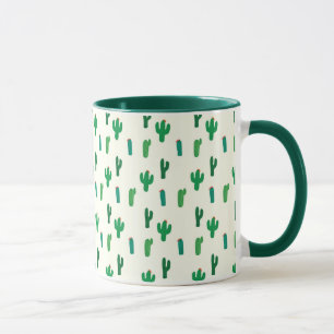 Bright Green Cactus Pattern Mug
