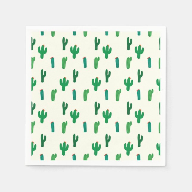 Bright Green Cactus Pattern Napkin (Front)