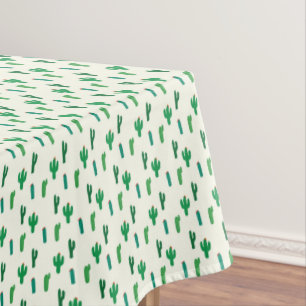 Bright Green Cactus Pattern Tablecloth