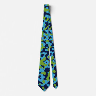 Bright Green Camouflage in Aqua Blue and Navy Tie