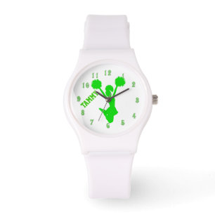 Bright Green Cheerleader Custom Watch