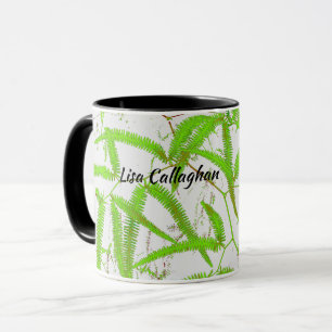 Bright green fern mug
